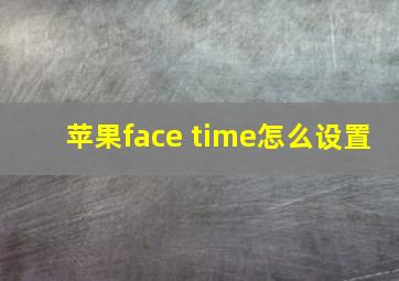 苹果face time怎么设置